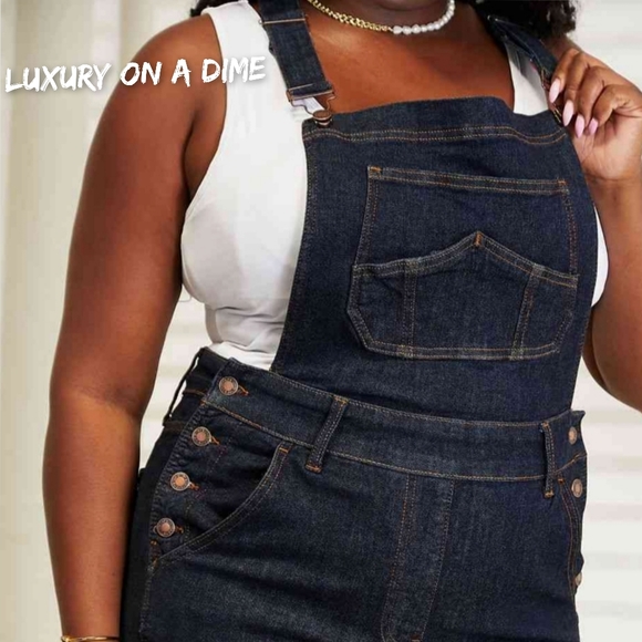 SOLD OUT Judy Blue High Waist Taylor Classic Denim Bib Pocket Jean Pant Overalls - Picture 2 of 12